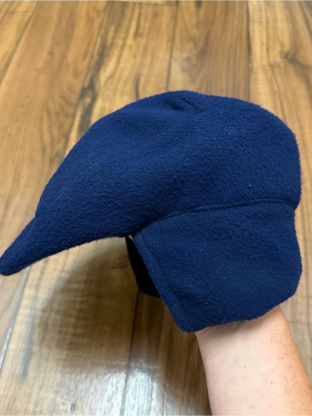 Vintage Patagonia Hat Navy Blue Fleece Newsboy Beret Flat Cap Ear Flap Men Large